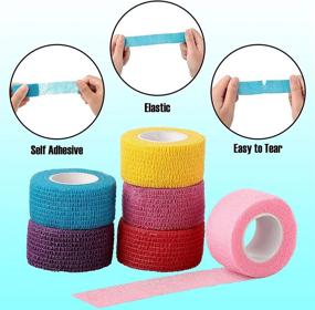 img 2 attached to 12-Pack Adhesive Bandage Wrap - Stretch Self-Adherent Tape for Sports, Wrist, Ankle - 5 Yards Each (12 Colors, 1 Inch)