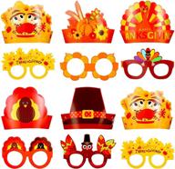 🦃 complete 40-piece thanksgiving costume set: paper turkey hats, eyeglasses, maple leaf crowns & more! logo