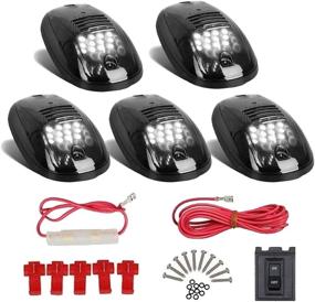 img 1 attached to HOCOLO White LED Cab Marker Lights Top Roof Running Lamps LED Bulbs Assembly Clearance Lights (Black Oval Smoked Lens With T10 White Light)