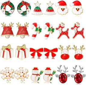 img 4 attached to YANCHUN Christmas Earrings for Women: Festive Santa Candy Deer Stud Earrings - Teen Girls Gift, Christmas Tree Claus Drop Earrings