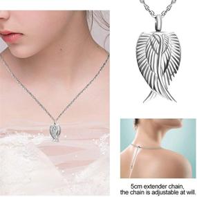 img 2 attached to 🕊️ Stainless Steel Angel Wing Cremation Necklace for Ashes - Urn Pendant & Ashes Holder Memorial Jewelry, Guardian Angel Watching Over You