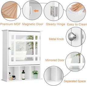 img 2 attached to 🏥 ELONG HOME White Medicine Cabinet with Mirror, Wall Mounted Bathroom Cabinet with Adjustable Shelf, Multipurpose Storage and 3 Extra Compartments