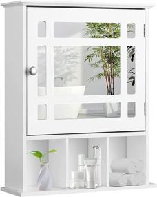 img 3 attached to 🏥 ELONG HOME White Medicine Cabinet with Mirror, Wall Mounted Bathroom Cabinet with Adjustable Shelf, Multipurpose Storage and 3 Extra Compartments