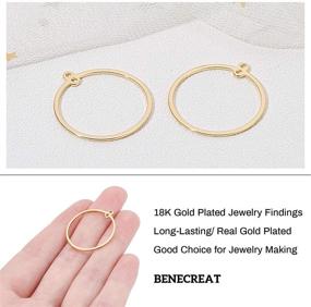 img 2 attached to 🔒 BENECREAT 18K Gold Plated Round Beading Hoop Earring Findings - 20pcs, 27.5x25mm for DIY Jewelry Making