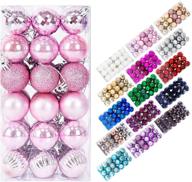 🎄 36-piece pink christmas ball set for holiday decor, christmas tree hanging balls, halloween party decorations, birthday celebration, and more (4 cm / 1.5 inches) logo