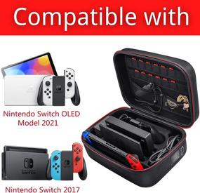 img 3 attached to 🎮 Nintendo Switch/Switch OLED Model 2021 Carrying Case - Durable Hard Shell Travel Bag for Switch Console, Pro Controller & Accessories - Portable Protective Storage Bag, Black