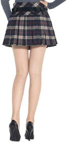 img 3 attached to 👗 Stylish Side Zipper A-Line Plaid Tartan Pleated Skirt for Women by Tanming