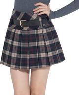 👗 stylish side zipper a-line plaid tartan pleated skirt for women by tanming logo