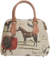 stylish horse-themed signare tapestry multi-purpose handbag: satchel, shoulder, crossbody & purse for women (conv-hor) logo