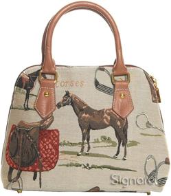 img 1 attached to Stylish Horse-themed Signare Tapestry Multi-purpose Handbag: Satchel, Shoulder, Crossbody & Purse for Women (Conv-HOR)