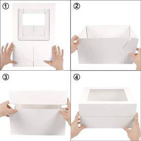 img 1 attached to 🍰 Premium Quality Moretoes 10pcs 12 Inch Cake Boxes with Window – Ideal 12x12x6 Inches White Bakery Box for Cookies, Pastries, Pie