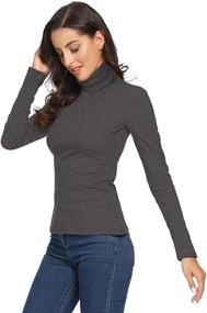 img 2 attached to VIIOO Women's Long Sleeve Turtleneck Thermal T-Shirts | Soft Fitted Cotton Pullover Tops