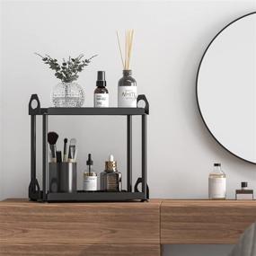 img 1 attached to Bathroom Organizer Countertop: 2 Tier Skincare, Cosmetic, and Perfume Storage – Vanity Corner Shelf for Toiletries, Kitchen Spice Trays Included