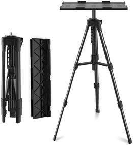 img 4 attached to 🖥️ KSAN Tripod Laptop Stand, Portable Adjustable Projector Stand with Folding Plate - Height Adjustable from 42 cm to 115 cm, Floor Stand Holder