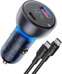 img 4 attached to Baseus 65W Fast USB C Car Charger with LED Display and 100W USB C Cable - PD3.0 & QC4.0 Dual Port Car Adapter for MacBook, iPhone 12, Galaxy S20, iPad Pro, and More - CCKX