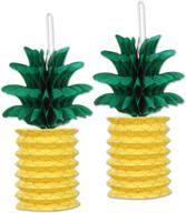 🍍 beistle green/yellow pineapple paper lanterns, 10-inch, set of 2 logo