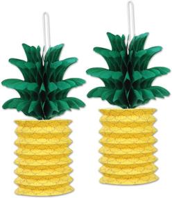 img 3 attached to 🍍 Beistle Green/Yellow Pineapple Paper Lanterns, 10-Inch, Set of 2