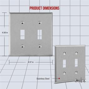 img 3 attached to 🔲 ENERLITES 2-Gang Toggle Light Switch Cover Plate - Stainless Steel Wall Plate, Corrosion-Resistant Metal Plate for Rotary Dimmer Switches, Size 4.50" x 4.57", Model 7712, UL Listed, Silver Finish