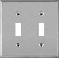 🔲 enerlites 2-gang toggle light switch cover plate - stainless steel wall plate, corrosion-resistant metal plate for rotary dimmer switches, size 4.50" x 4.57", model 7712, ul listed, silver finish логотип
