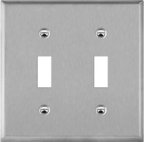 img 4 attached to 🔲 ENERLITES 2-Gang Toggle Light Switch Cover Plate - Stainless Steel Wall Plate, Corrosion-Resistant Metal Plate for Rotary Dimmer Switches, Size 4.50" x 4.57", Model 7712, UL Listed, Silver Finish