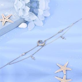 img 1 attached to ✨ 925 Sterling Silver Moon Star Anklet: Sparkling Layered Adjustable Bracelet Foot Anklets for Women - Perfect Sea Beach Jewelry Gift for Wife, Girls, Mom, Girlfriend