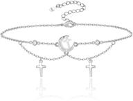 ✨ серебряный браслет "луна и звезда" из 925 серебра: блистательный регулируемый браслет на ногу для женщин - идеальный подарок на морском пляже для жены, девушки, мамы, подруги. логотип