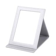 💄 rnow tabletop makeup mirror - portable folding vanity mirror with small standing base, silver logo