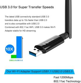 img 1 attached to 📶 High-Speed Wireless USB WiFi Adapter for Desktop - 1300Mbps 5G/2.4G 802.11AC 5Dbi Antenna WiFi Card for PC Laptop USB 3.0 Windows 10/8.1/7 Mac 10.6/10.15 - Ideal Wireless Card- USB Computer Network Adapters for Gaming