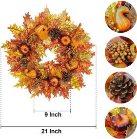 img 3 attached to 🍁 Funpeny Fall Wreath: Festive Maple Leaf Door Decoration for Christmas, Harvest, Thanksgiving, and Halloween