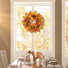 img 2 attached to 🍁 Funpeny Fall Wreath: Festive Maple Leaf Door Decoration for Christmas, Harvest, Thanksgiving, and Halloween