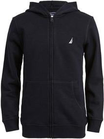 img 3 attached to Nautica Boys' Clothing: Stylish and Warm Fleece Zip-Up Hoodie Sweatshirt