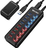 🔌 wenter aluminum 8-port powered usb hub: high-speed data transfers and intelligent charging with on/off switches and 12v/3a power adapter logo