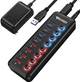 img 4 attached to 🔌 Wenter Aluminum 8-Port Powered USB Hub: High-Speed Data Transfers and Intelligent Charging with On/Off Switches and 12V/3A Power Adapter