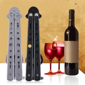 img 3 attached to 🦋 OULII Butterfly Knife Style Bottle Opener Tool - Metal Beer Opener for Bars - Black