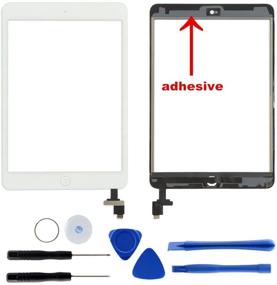 img 2 attached to 📱 White Touch Screen for iPad Mini 1 2 Retina - Digitizer with IC Chip, Home Button, Camera Holder + 7 Tools and Adhesive Tape Pre-installed by Tongyin