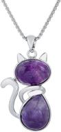 🐱 tumbeelluwa crystal necklace: handmade stone pendant cat healing amulet for women - animal energy chakra jewelry logo