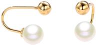 🏻 women's 18k gold half huggie hoop earrings with white freshwater cultured pearls - hypoallergenic gold jewelry for teens and girls logo