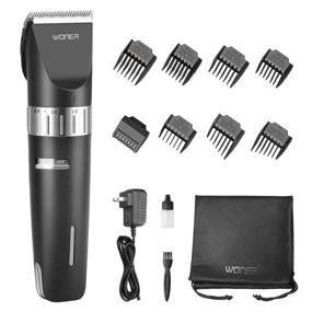 img 4 attached to Cordless Rechargeable Hair Trimmer: WONER Hair Clippers 💇 - 13-Piece Haircut Kit for Families and Beginners Friendly Men