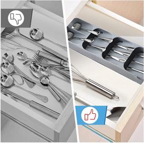 img 2 attached to 🍴 Maximize Kitchen Efficiency with Moi Doi Silverware Organizer: Drawer Storage Tray for Cutlery and Utensils - Gray