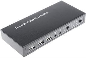 img 4 attached to A ADWITS 2-Port 2-IN-1-OUT HDMI 4K@30Hz 1080P@60Hz 3D Ultra HD KVM Switch with Audio Switch, Microphone, USB 2.0 Hub, UL Certified Safety Power Adapter, Compatible with Windows, Mac OS, Linux, and PC Laptops - Improved SEO