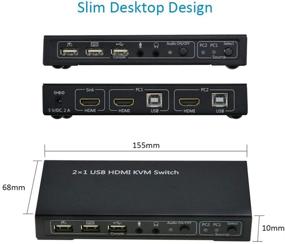 img 3 attached to A ADWITS 2-Port 2-IN-1-OUT HDMI 4K@30Hz 1080P@60Hz 3D Ultra HD KVM Switch with Audio Switch, Microphone, USB 2.0 Hub, UL Certified Safety Power Adapter, Compatible with Windows, Mac OS, Linux, and PC Laptops - Improved SEO