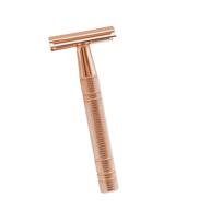 🪒 durable double edge safety razor: upgraded manual shaving razor with 5 blades, rose gold mustache remover for men and women logo