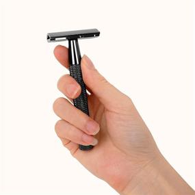 img 2 attached to 🪒 Durable Double Edge Safety Razor: Upgraded Manual Shaving Razor with 5 Blades, Rose Gold Mustache Remover for Men and Women