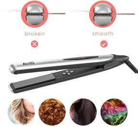 img 1 attached to Professional Hair Straightener: 1 Inch Ceramic Tourmaline Plates – 2 in 1 Flat Iron and Curling Iron – Instant Heat Up with Adjustable Temperature – LCD Display & Auto Shut Off