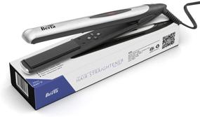 img 2 attached to Professional Hair Straightener: 1 Inch Ceramic Tourmaline Plates – 2 in 1 Flat Iron and Curling Iron – Instant Heat Up with Adjustable Temperature – LCD Display & Auto Shut Off