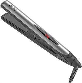 img 4 attached to Professional Hair Straightener: 1 Inch Ceramic Tourmaline Plates – 2 in 1 Flat Iron and Curling Iron – Instant Heat Up with Adjustable Temperature – LCD Display & Auto Shut Off