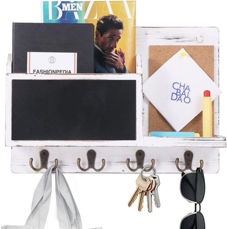 urban deco mail organizer wall mount mail sorter with 8 key hooks 로고