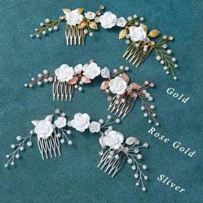 img 3 attached to 💍 Silver Yean Flower Wedding Hair Comb with Pearl and Crystal Accents - Ideal Bridal Hair Piece and Hair Accessories for Women and Girls