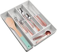 🍴 mdesign plastic divided kitchen pantry and drawer storage organizer tray holder - forks, spoons, knives - 2" high - light gray логотип