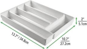 img 1 attached to 🍴 mDesign Plastic Divided Kitchen Pantry and Drawer Storage Organizer Tray Holder - Forks, Spoons, Knives - 2" High - Light Gray